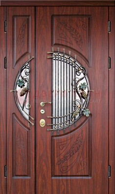 Железная дверь с виноритом и стеклом с ковкой ДВТ-170 в Зеленограде