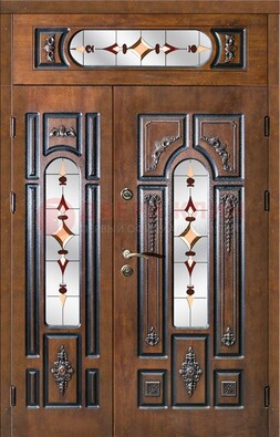 Элитная дверь цвета дуб с виноритом и витражом ДВТ-177 в Зеленограде