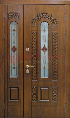 Темная стальная дверь с виноритом и стеклом ДВТ-179 в Зеленограде