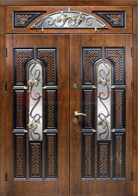 Входная двухстворчатая дверь с виноритом и ковкой ДВТ-183 в Зеленограде