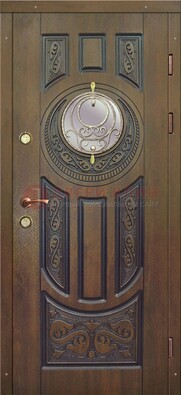 Одностворчатая входная дверь с виноритом и стеклом ДВТ-193 в Яхроме
