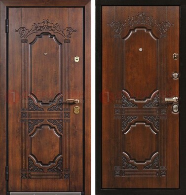 Коричневая железная дверь с виноритом и узором ДВТ-211 в Зеленограде