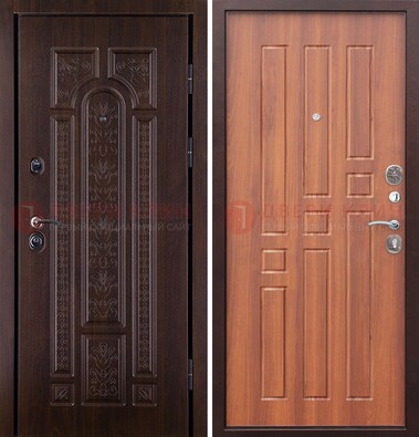 Темная металлическая дверь с виноритом и узором ДВТ-224 в Зеленограде