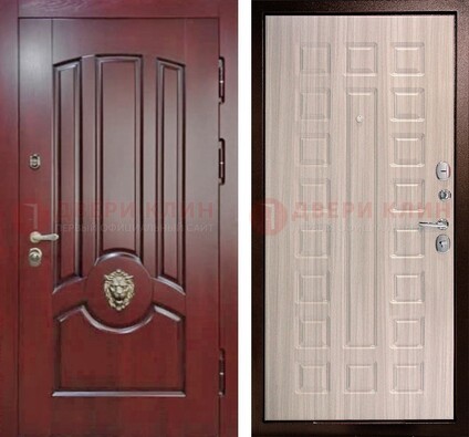 Темно-красная входная дверь с виноритом ДВТ-234 в Зеленограде