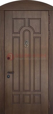 Коричневая стальная дверь с виноритом в форме арки ДВТ-237 в Зеленограде