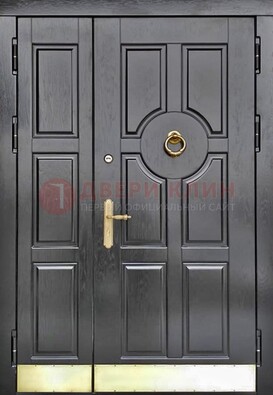 Черная металическая дверь с виноритом для дома ДВТ-241 в Новосибирске