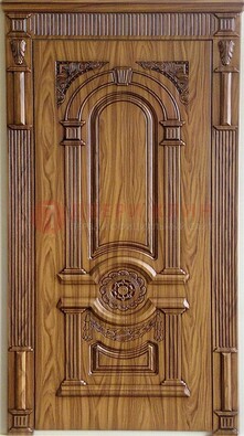 Коричневая металлическая дверь с виноритом ДВТ-61 в Рузе