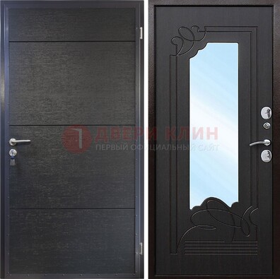 Темная Железная дверь c виноритом и МДФ с зеркалом ДЗ-119 в Зеленограде