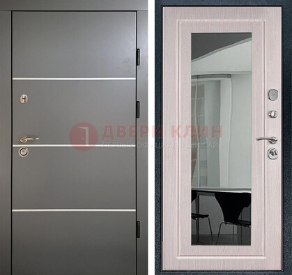 Черная металлическая дверь с зеркалом ДЗ-12 в Зеленограде