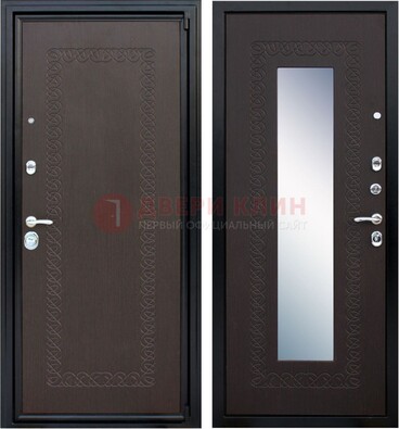 Темная стальная дверь с зеркалом ДЗ-20 в Зеленограде