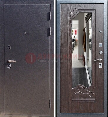 Черная входная дверь с зеркалом МДФ внутри ДЗ-29 в Зеленограде