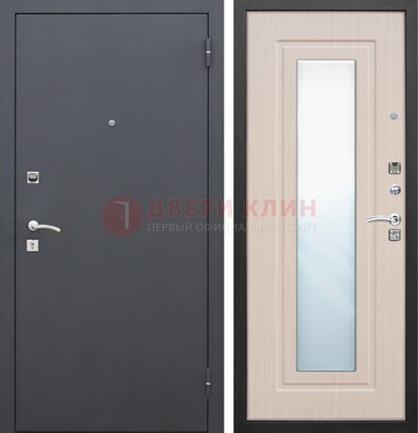 Черная входная дверь с зеркалом МДФ внутри ДЗ-31 в Зеленограде