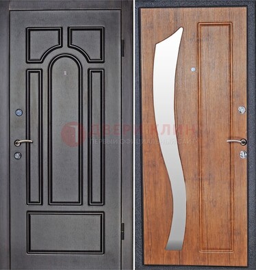 Темная железная дверь с зеркалом ДЗ-35 в Зеленограде