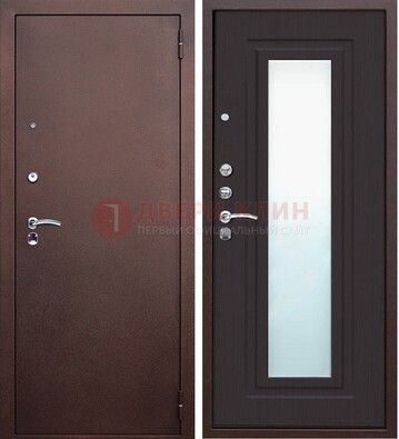 Коричневая металлическая дверь с зеркалом ДЗ-43 в Зеленограде