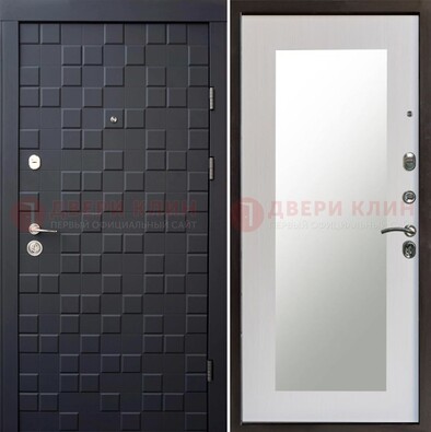 Черная стальная дверь МДФ и зеркалом ДЗ-50 в Зеленограде