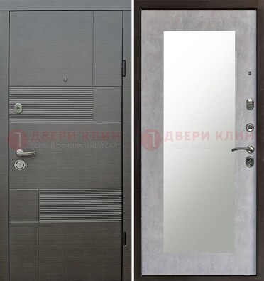 Серая входная дверь с МДФ панелью и зеркалом внутри ДЗ-51 в Зеленограде