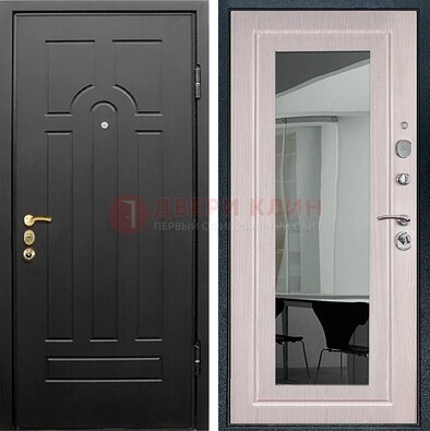 Темная стальная дверь с МДФ Капучино и зеркалом ДЗ-55 в Зеленограде