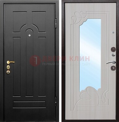 Темная входная дверь с МДФ Беленый дуб и зеркалом ДЗ-58 в Зеленограде