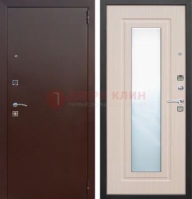 Входная дверь с порошковым покрытием филенчатой МДФ и зеркалом ДЗ-65 в Зеленограде