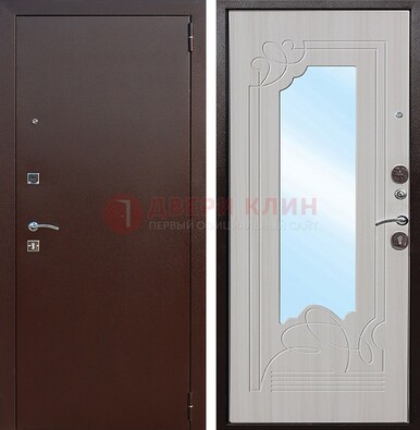 Стальная дверь с порошковым покрытием с резной МДФ и зеркалом ДЗ-66 в Зеленограде