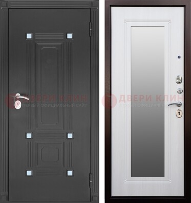 Стальная черная дверь МДФ с зеркалом ДЗ-76 в Зеленограде