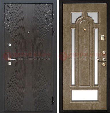 Темная металлическая дверь МДФ с различными зеркальными вставками внутри ДЗ-82 в Зеленограде