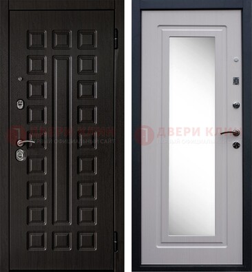 Черная филенчатая металлическая дверь МДФ с зеркалом ДЗ-83 в Зеленограде