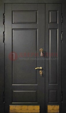 Черная полуторная железная дверь для частного дома ПЛ-2 в Зеленограде
