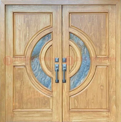Двухстворчатая металлическая дверь с витражом ВЖ-11 в Зеленограде