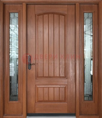 Стальная дверь с массивом дуба и витражом для дома ВЖ-17 в Зеленограде