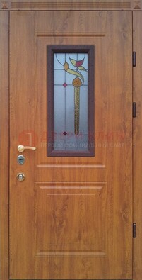Железная дверь с МДФ и витражом ВЖ-24 в Зеленограде