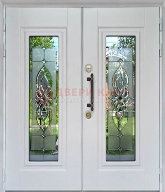 Двухстворчатая железная дверь с витражом ВЖ-7 в Зеленограде